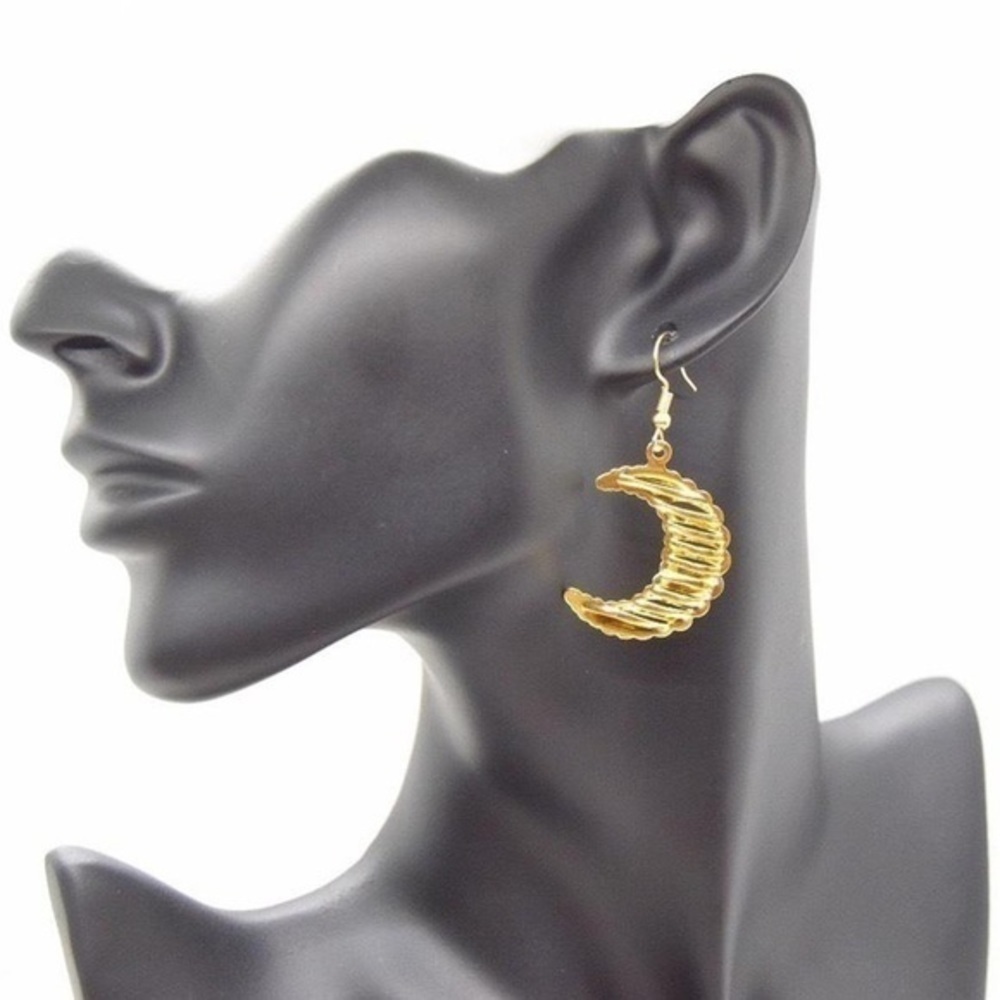 Simple Moon Earrings - Picture 2 of 4